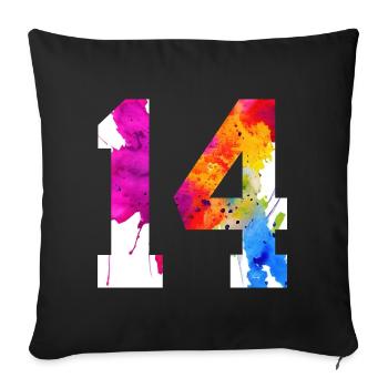 NUMBER 14 YEARS OLD 14TH BIRTHDAY - Sofa pillowcase 17,3'' x 17,3'' (45 x 45 cm) - black - Front