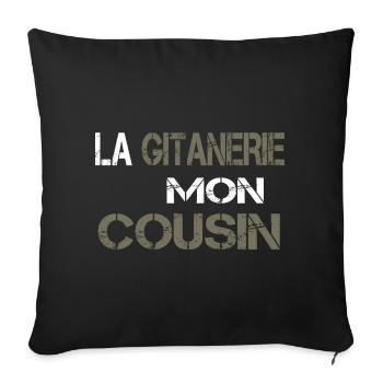 La gitanerie mon cousin - Housse de coussin décorative 45 x 45 cm - noir - Devant