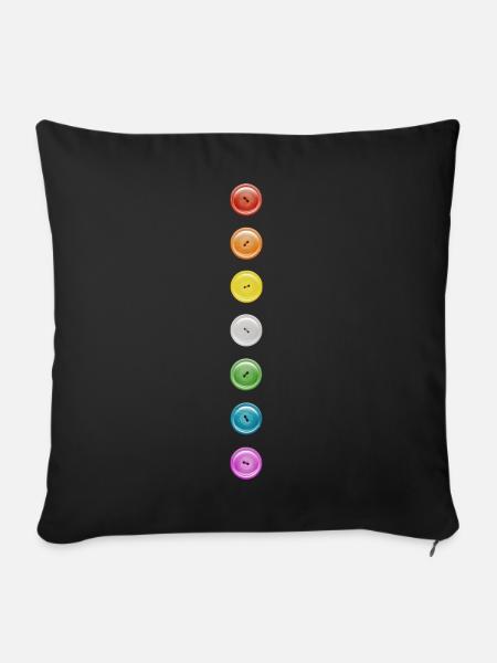 Knopf Knöpfe Regenbogen 7 Punkte lustig Knopfreihe - Sofakissenbezug 45 x 45 cm - Schwarz