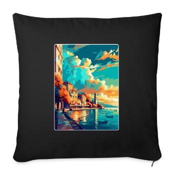 Thessalonique Grèce Affiche de voyage vintage souvenir - Housse de coussin décorative 45 x 45 cm - noir - Devant