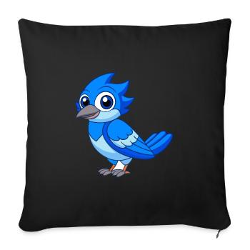 Blue Jay Niedliche Maskottchen Zeichentrickfigur Kawaii - Sofakissenbezug 45 x 45 cm - Schwarz - Vorne