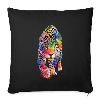 Multicolour leopard - Sofa pillowcase 17,3'' x 17,3'' (45 x 45 cm) - black - Front