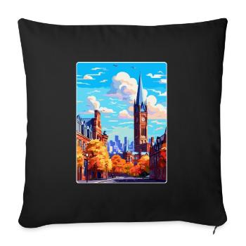 Manchester Angleterre Royaume-Uni Affiche de voyage Souvenir WPA - Housse de coussin décorative 45 x 45 cm - noir - Devant