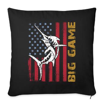 Marlin sauteur avec drapeau américain Pêche en haute mer - Housse de coussin décorative 45 x 45 cm - noir - Devant