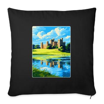 Leeds Castle England Uk Travel Poster Souvenir WPA - Sofa pillowcase 17,3'' x 17,3'' (45 x 45 cm) - black - Front