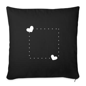 Herz Rahmen Ornament Linie Weiß - Sofakissenbezug 45 x 45 cm - Schwarz - Vorne