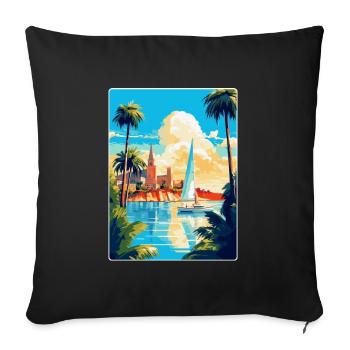 Palma De Mallorca Spain Vintage Travel Poster WPA - Sofa pillowcase 17,3'' x 17,3'' (45 x 45 cm) - black - Front