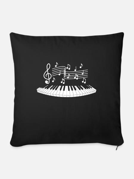Piano Klavier - Sofakissenbezug 45 x 45 cm - Schwarz