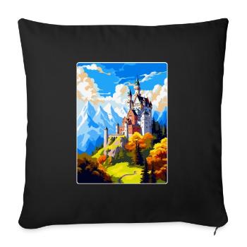 Neuschwanstein Castle Germany Travel Poster WPA - Sofa pillowcase 17,3'' x 17,3'' (45 x 45 cm) - black - Front