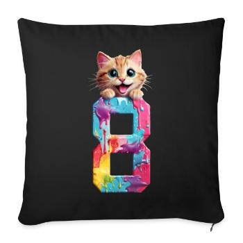 8 YEARS OLD CAT 8TH BIRTHDAY - Sofa pillowcase 17,3'' x 17,3'' (45 x 45 cm) - black - Front