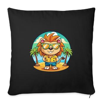 Lion Funny Cartoon Summer Beach Sunglasses - Sofa pillowcase 17,3'' x 17,3'' (45 x 45 cm) - black - Front