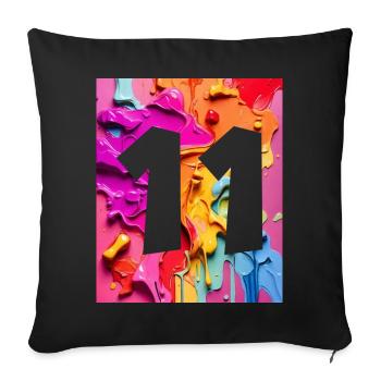 NR. 11 NUMMER 11 BUNT 11. GEBURTSTAG - Sofakissenbezug 45 x 45 cm - Schwarz - Vorne
