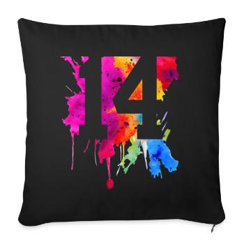14 JAHRE 14. GEBURTSTAG - Sofakissenbezug 45 x 45 cm - Schwarz - Vorne