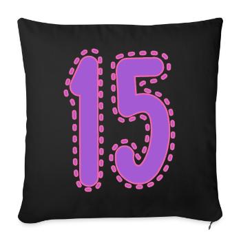 15. 15 ANS. 15e ANNIVERSAIRE. ANNIVERSAIRE 15 ANS. - Housse de coussin décorative 45 x 45 cm - noir - Devant