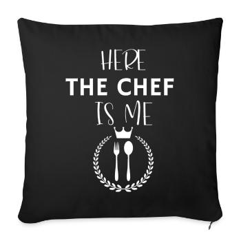 Kitchen apron here the chef us me - Sofa pillowcase 17,3'' x 17,3'' (45 x 45 cm) - black - Front