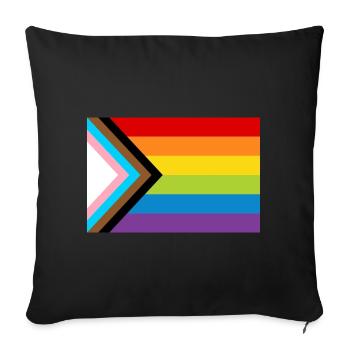 LGBT Pride Flag / Neue Regenbogen Progress Flagge - Sofakissenbezug 45 x 45 cm - Schwarz - Vorne