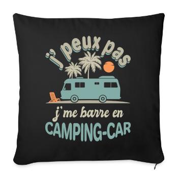 Camping-Car Je Me Barre Humour Voyage Liberté - Housse de coussin décorative 45 x 45 cm - noir - Devant