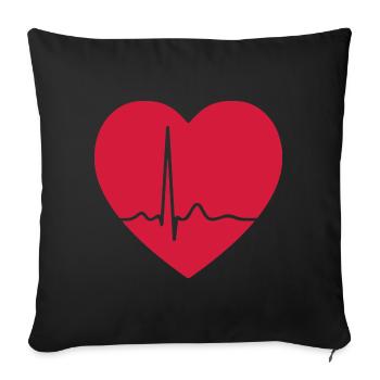Herzschlag-EKG-Linie Medizinischer Pulswellen-Ikon-Vektor - Sofakissenbezug 45 x 45 cm - Schwarz - Vorne