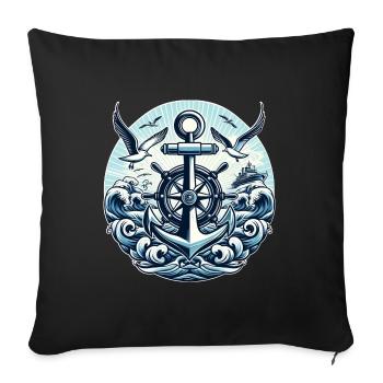 Anchor Steering Wheel Logo - Sofa pillowcase 17,3'' x 17,3'' (45 x 45 cm) - black - Front