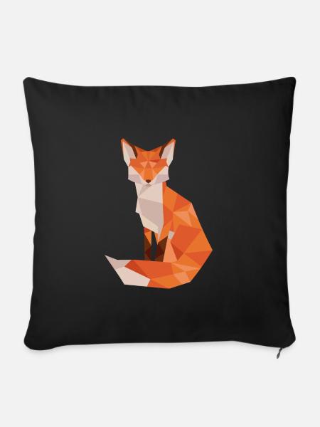 Low-Poly Fuchs Illustration Orange - Sofakissenbezug 45 x 45 cm - Schwarz