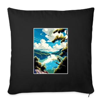 Donau Fluss Europa Vintage Reiseplakat Souvenir - Sofakissenbezug 45 x 45 cm - Schwarz - Vorne