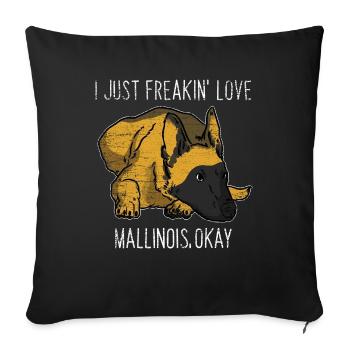 Aufmerksamer Malinois Diensthund - Sofakissenbezug 45 x 45 cm - Schwarz - Vorne
