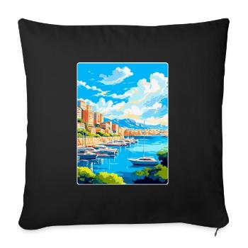 Monaco French Riviera France Vintage Travel Poster - Sofa pillowcase 17,3'' x 17,3'' (45 x 45 cm) - black - Front