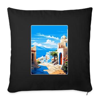 Kos Griechenland Vintage Reise Poster Souvenir Souvenir - Sofakissenbezug 45 x 45 cm - Schwarz - Vorne
