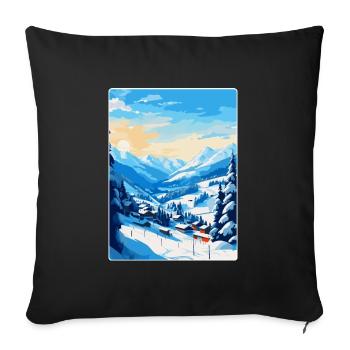 Saalbach Austria Vintage Travel Poster Souvenir - Sofa pillowcase 17,3'' x 17,3'' (45 x 45 cm) - black - Front