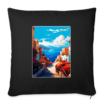 Crète Grèce Affiche de voyage vintage WPA Souvenir - Housse de coussin décorative 45 x 45 cm - noir - Devant