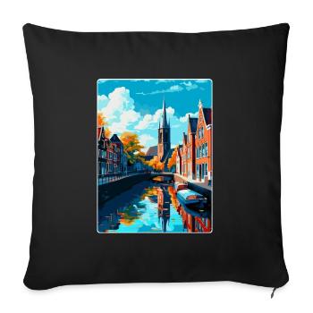 Delft Niederlande Vintage Reiseplakat Souvenir - Sofakissenbezug 45 x 45 cm - Schwarz - Vorne