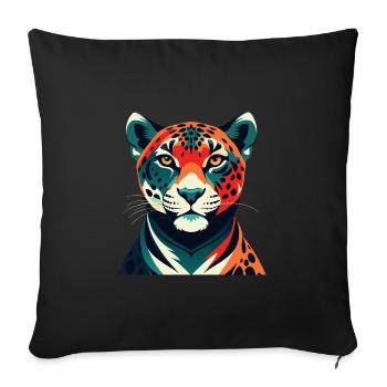 Leopard Cartoon Character Colorful Pet Animal - Sofa pillowcase 17,3'' x 17,3'' (45 x 45 cm) - black - Front