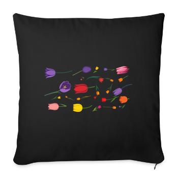 Blumen Frühling Tulpen - Sofakissenbezug 45 x 45 cm - Schwarz - Vorne