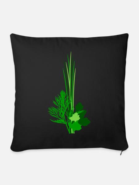 Kräuter Kraut Gewürz Würzen Feinschmecker - Sofakissenbezug 45 x 45 cm - Schwarz