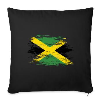 Drapeau de la Jamaïque utilisé - Housse de coussin décorative 45 x 45 cm - noir - Devant