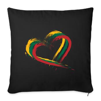 Drapeau brosse coeur de la Lituanie - Housse de coussin décorative 45 x 45 cm - noir - Devant