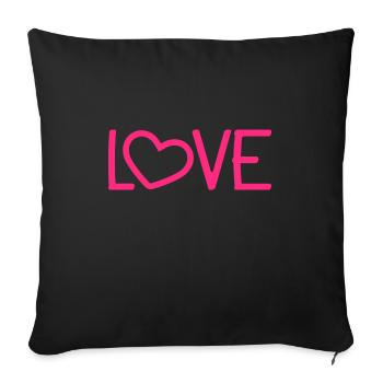 Liebe Herz Romantisch - Sofakissenbezug 45 x 45 cm - Schwarz - Vorne