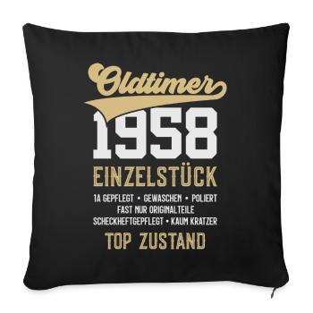 68. GEBURTSTAG OLDTIMER 1958 - Sofakissenbezug 45 x 45 cm - Schwarz - Vorne