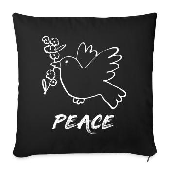 Peace / Peace / Peace Dove - Sofa pillowcase 17,3'' x 17,3'' (45 x 45 cm) - black - Front