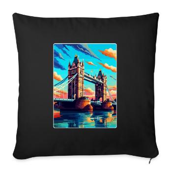 Tower Bridge England Uk Vintage Travel Poster WPA - Sofa pillowcase 17,3'' x 17,3'' (45 x 45 cm) - black - Front
