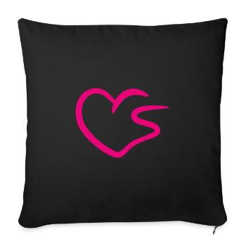 Heart letter S initial letter pink - Sofa pillowcase 17,3'' x 17,3'' (45 x 45 cm) - black - Front