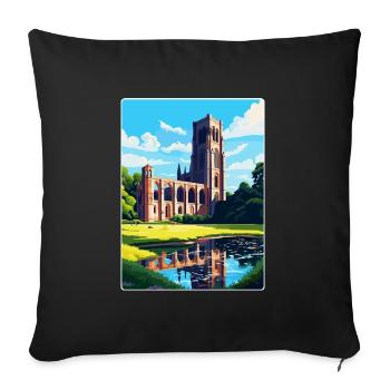 Fountains Abbey North Yorkshire Travel Poster WPA - Sofa pillowcase 17,3'' x 17,3'' (45 x 45 cm) - black - Front