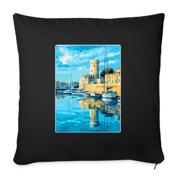 La Rochelle Frankreich Vintage Reiseplakat Souvenir - Sofakissenbezug 45 x 45 cm - Schwarz - Vorne