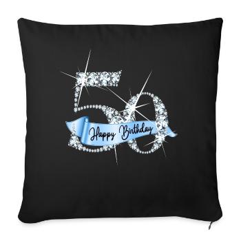 Design d’anniversaire en diamant pailleté pour le 50e anniversaire - Housse de coussin décorative 45 x 45 cm - noir - Devant