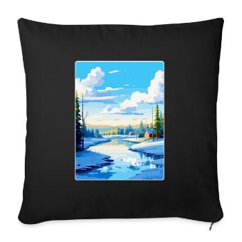 Rovaniemi Finlande Affiche de voyage vintage souvenir - Housse de coussin décorative 45 x 45 cm - noir - Devant