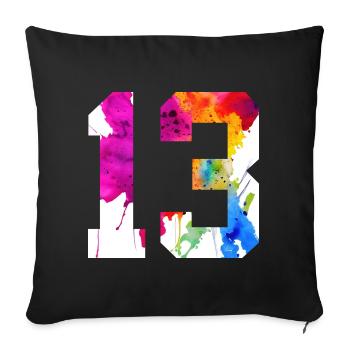 NUMMER 13 JAHRE ALT 13. GEBURTSTAG - Sofakissenbezug 45 x 45 cm - Schwarz - Vorne