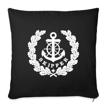 Skipper Anchor Logo blanc - Housse de coussin décorative 45 x 45 cm - noir - Devant