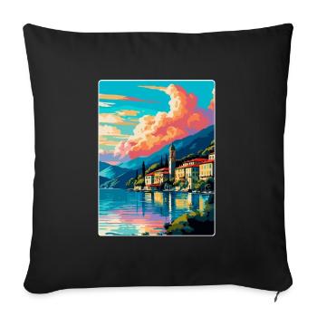 Lac de Côme Italie Affiche de voyage vintage Souvenir WPA - Housse de coussin décorative 45 x 45 cm - noir - Devant
