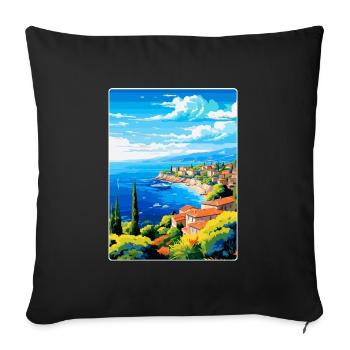 Côte d Azur Frankreich Vintage Reiseplakat Souvenir - Sofakissenbezug 45 x 45 cm - Schwarz - Vorne