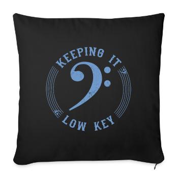 Bass Clef Blue - Symbole Musical Vintage - Housse de coussin décorative 45 x 45 cm - noir - Devant
